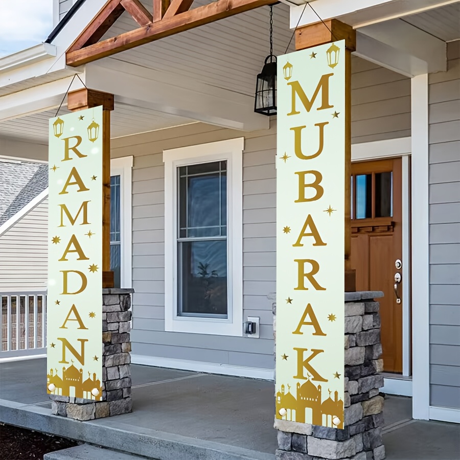 

Eid Porch Banners - 1 Pair, Ramadan Welcome Signs For Home & Outdoor Decorations, Polyester, , Ramadan Decoration