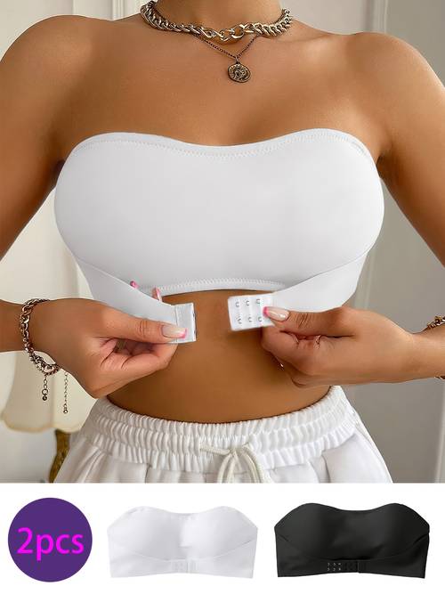 2pcs strapless anti slip bandeau bra seamless and wire free