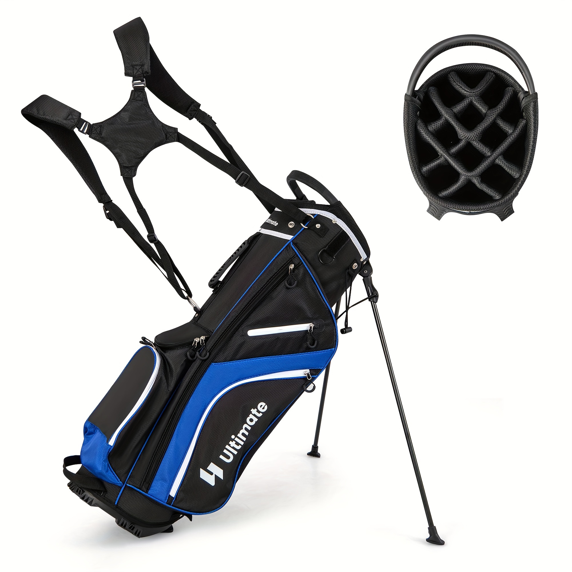 

Costwat Portable Golf Stand Bag With 14 Way Top Dividers, 6 Pockets Cooler Bag Rain Hood