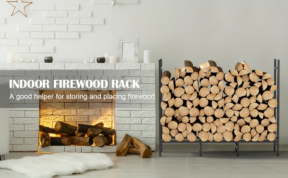 1pc adjustable heavy duty firewood rack for fireplace and outdoor wood storage household gadgets details 3