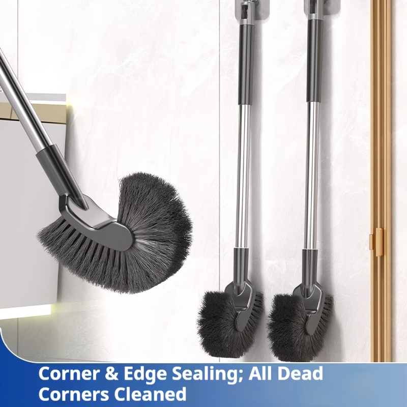 Cepillo de baño de acero inoxidable con mango largo, diseñado para la limpieza diaria de inodoros y grietas domésticas, con una cabeza de cepillo curva adecuada para inodoros de estilo occidental y orinales