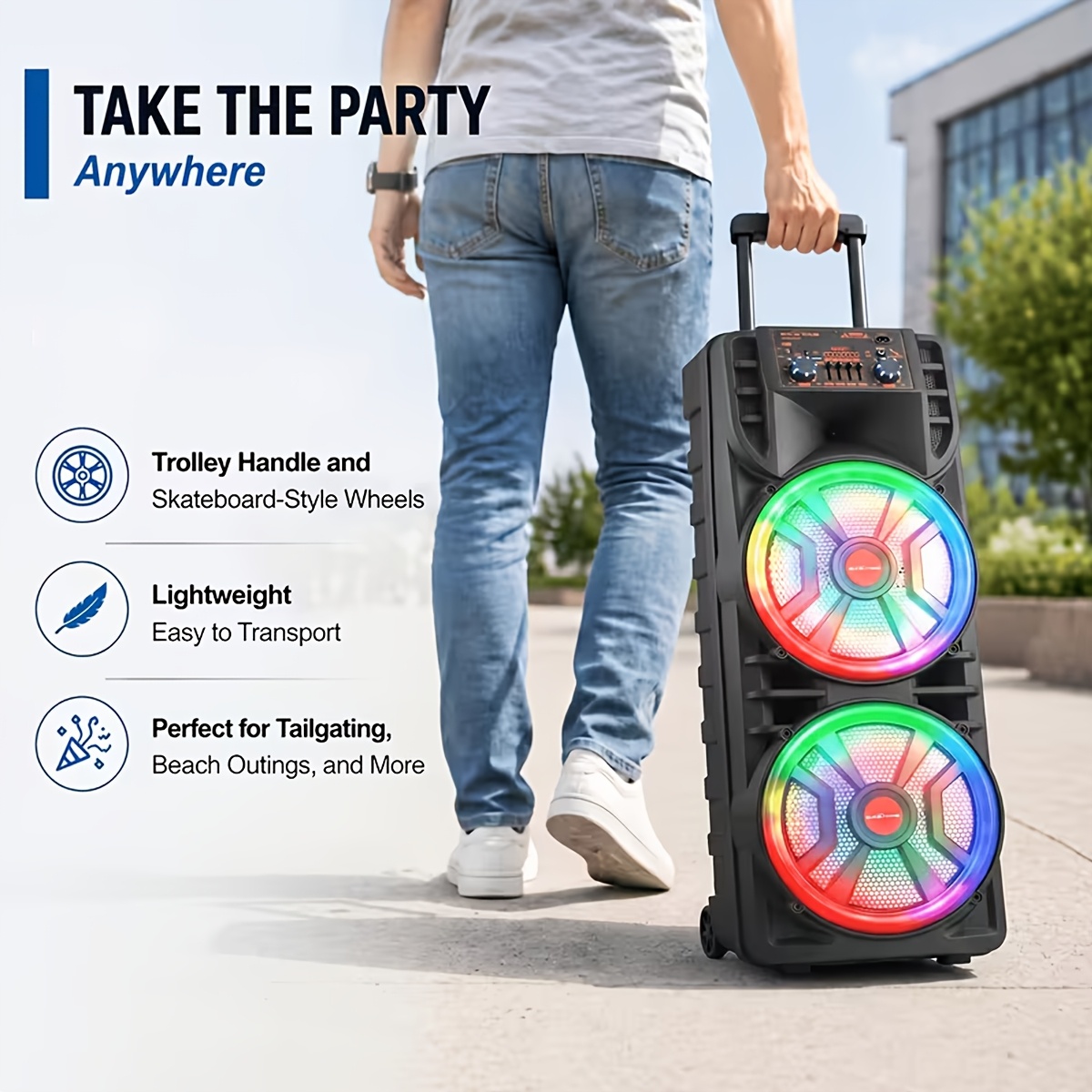 7000W Portable Wireless Speaker with RGB Party Lights
