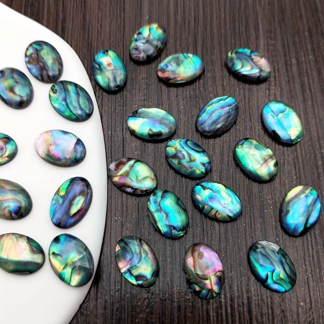 

6pcs 8x13mm Natural Abalone Shell Oval Acrylic Cabochons For Diy Rings & Phone Case Decorations