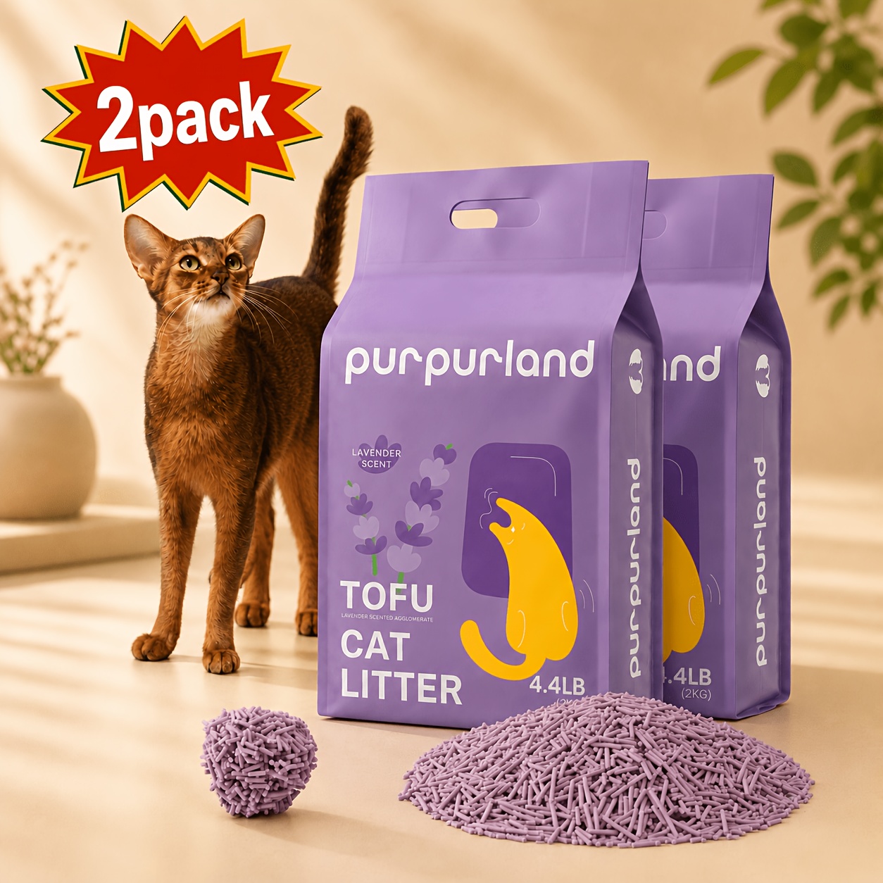 TEMU 8.8/17.6 Lb Superior , Dust-free, Flushable, Low Tracking, Ultra Absorbent, Lightweight, (2/4 Packs)