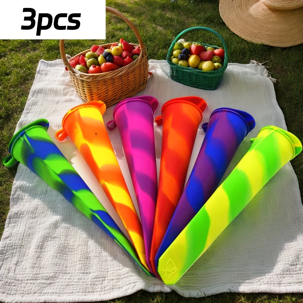 6pcs/3pcs Molds, Color Random. Reusable Silicone Molds, Food-grade Material, With Lids, Freezer Makers For , , Jelly Molds, Summer Household Kitchen Supplies.