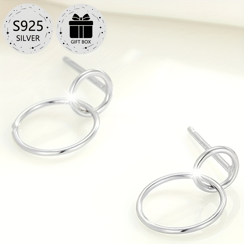 2pcs Geometric Circle Earrings 925 Silver 0.5g