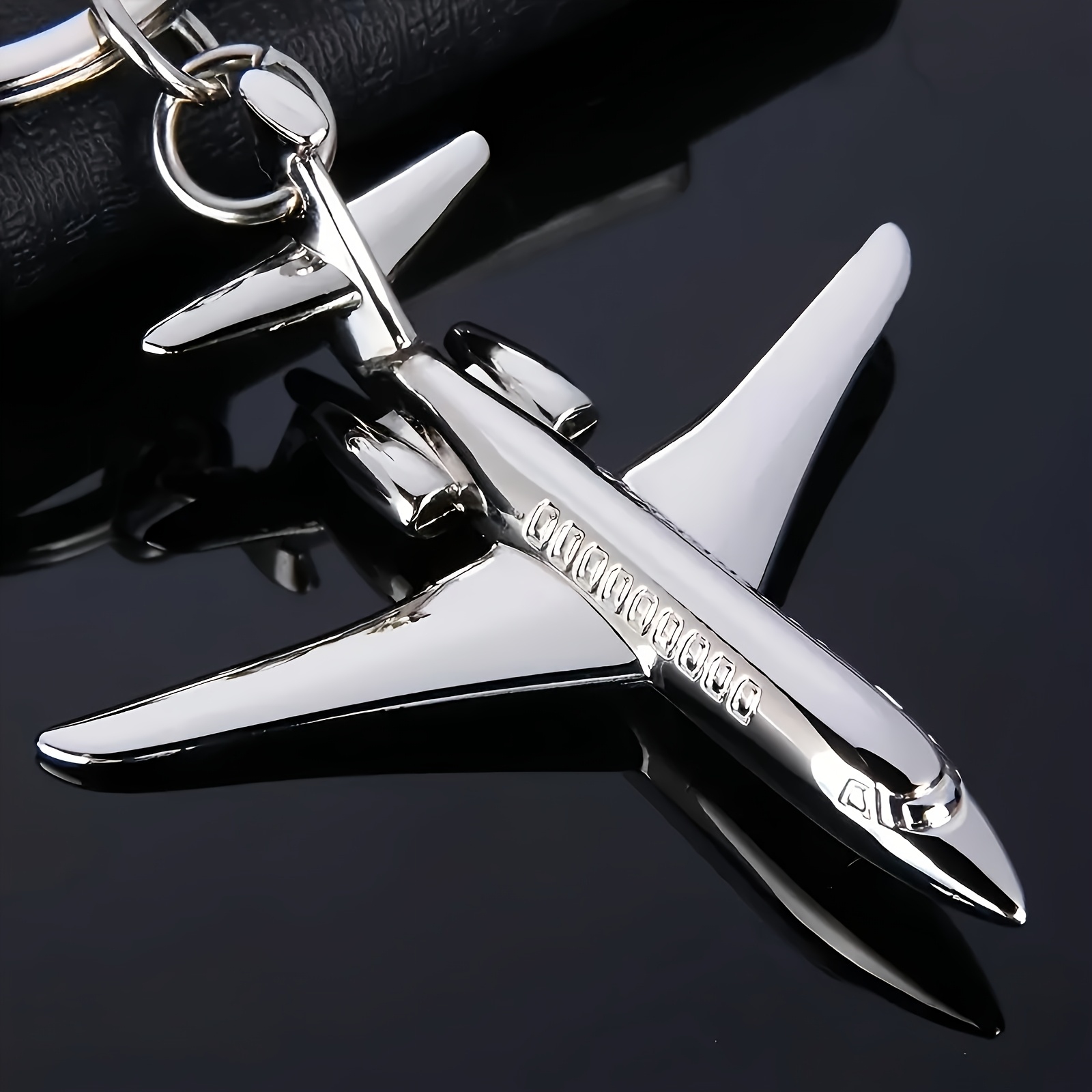item picture 2pcs creative 3d model airplane keychain   alloy metal mini plane keyring mens fashion punk style aviation gift pendant creative backpack charm