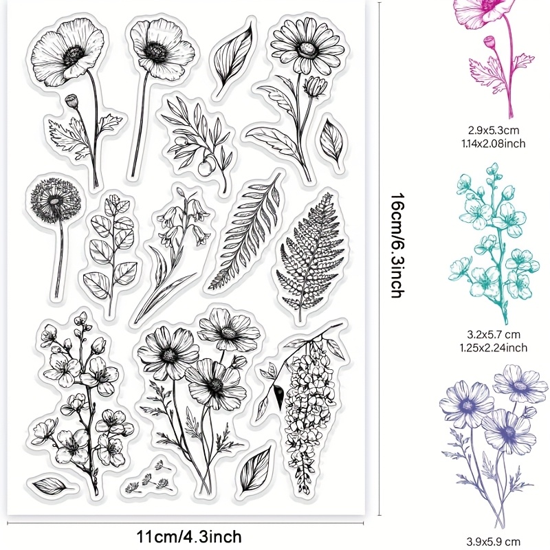 1pc Floral Leaf Plant Clear Stamp, Transparent Stamp For Diy, Bookmark Decorative Pattern