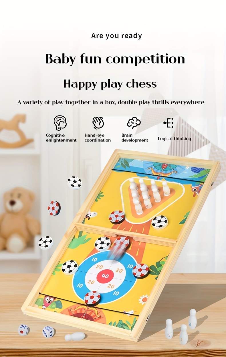 Luxurious 5-in-1 Color Wooden Tabletop Game Set for 2025 - Dual Function Multi-Game Board with Table Tennis, Chess, Hockey, Bowling, and Ludo - Ideal for Family Entertainment and Holiday Gift, Family Entertainment Gift|Vibrant Game Design|Durable Wooden Pieces, Game Accessories