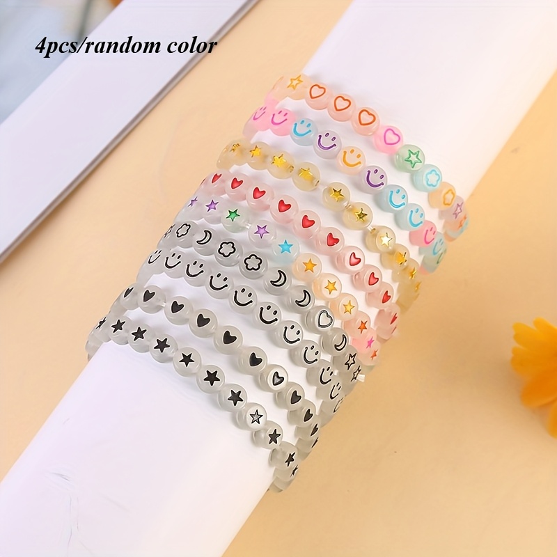 4pcs Luminous Beaded Bracelet Set Glow in the Dark