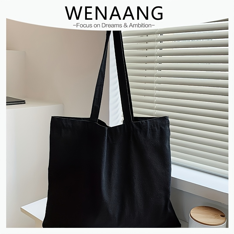 Temu – TEMU 1pc High-quality Women Men Handbags Canvas Tote Bags Reusable Grocery High Capacity Shopping Bag