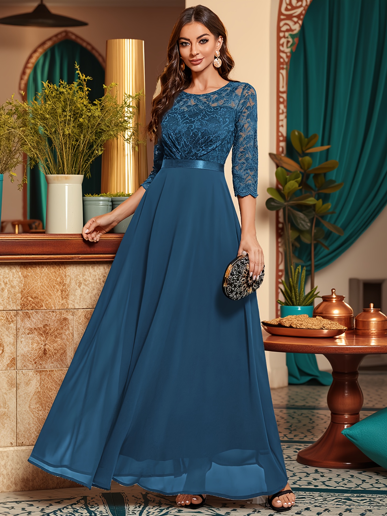 knee length dresses for ladies Elizabeth Tiered Ruffle Maxi Dress • Shop American Threads Women's Trendy Online Boutique Dusty Rose / L main image 1