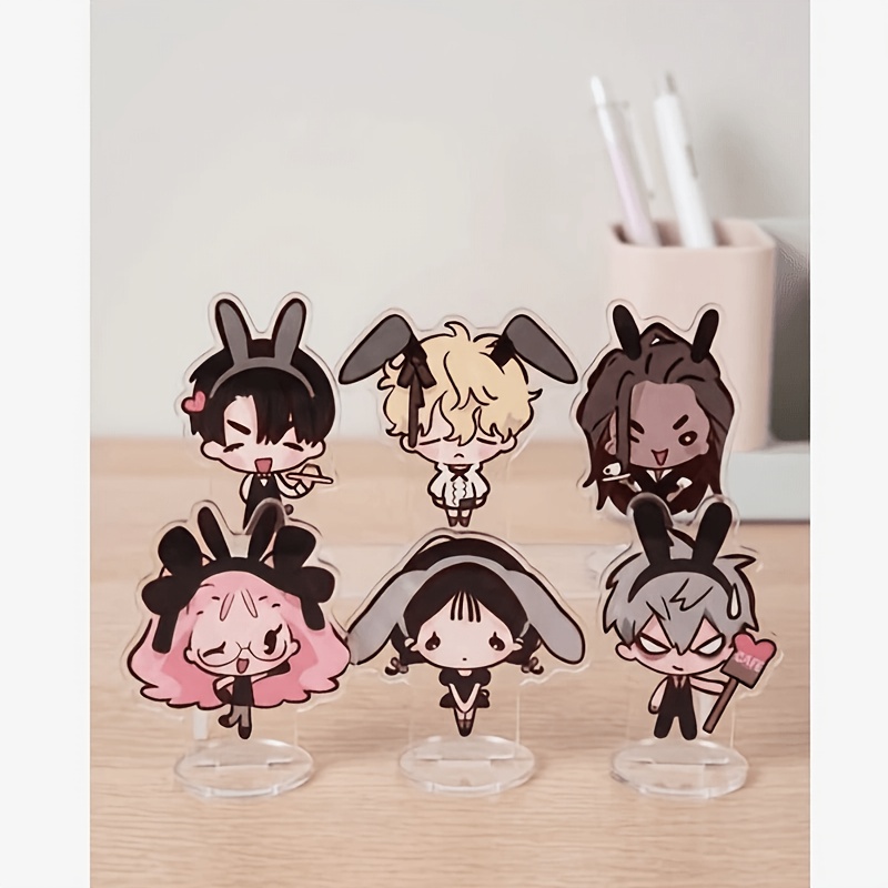 TEMU 2d Flat, 6pcs Set, 6 Styles: , Stage, Cute, Q-version, Anime, Acrylic Standee. Desktop Decor & Anime Fan Collectibles. Birthday Gift, Display
