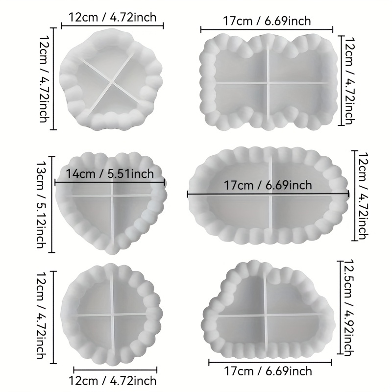 Image of 6pcs Set Of Bubble Tray Resin Molds, Silicone Tray Coaster Molds Epoxy Resin Casting Molds Cute Jewelry Small Ornaments Tray Candle Holder Molds Resin Polymer Clay Art Craft Supplies Home Decoration