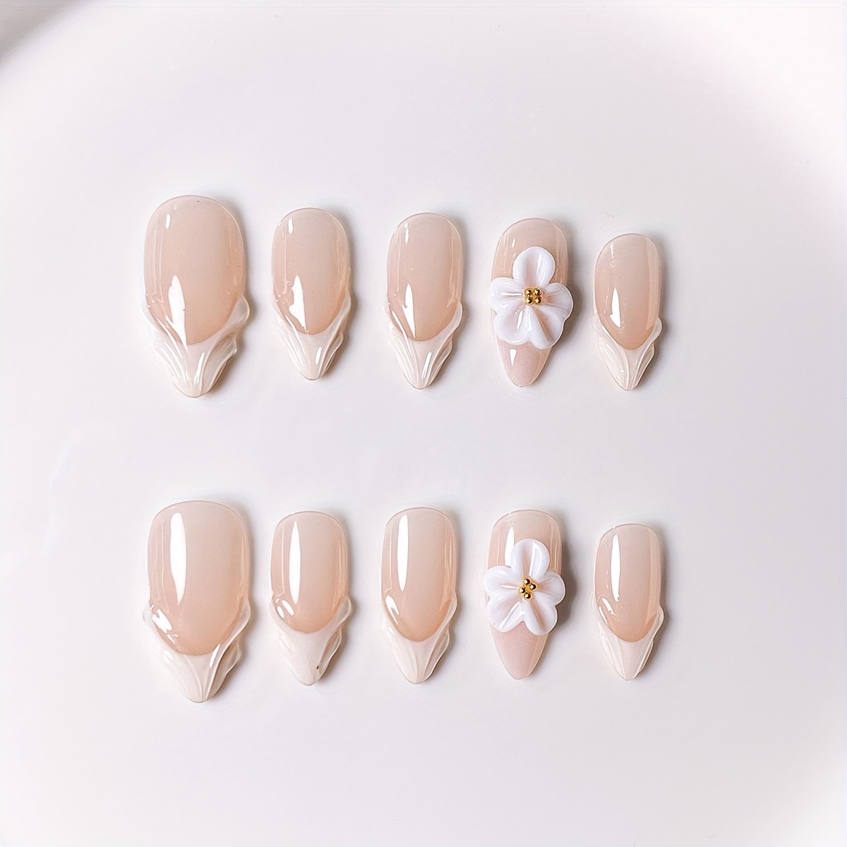 10pcs handmade almond shaped detachable reusable false nails