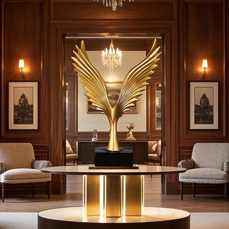 1pc Golden roc with Spread Wings Resin Statue, Modern Minimalist Abstract Desk Sculpture for Home, Office, Living Room, Bedroom, Indoor Decor, No Electricity Needed, Bookshelf Decoration