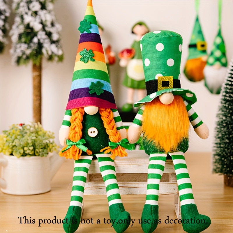 Ramiter Irish Festival Green Plush Decor Plush Doll Irish Festival Figurine  Home Table Ornaments Cute Doll 