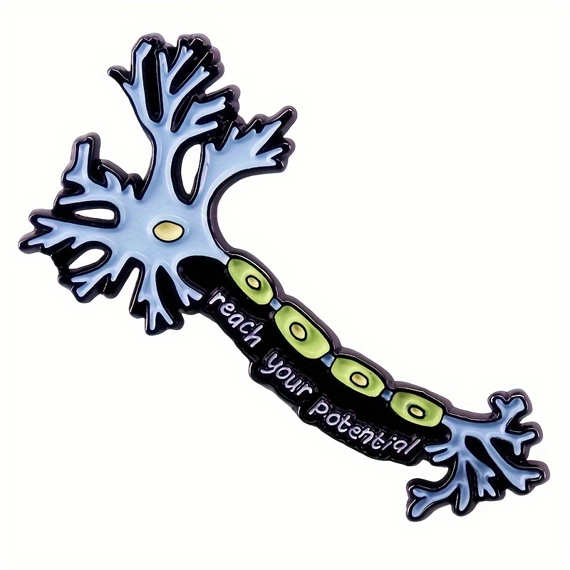 TEMU 1pc Funky "reach " Enamel Cell Brooch - Colorful Alloy Lapel Pin With Inspirational Message, Perfect Science Badge Gift For Unleashing