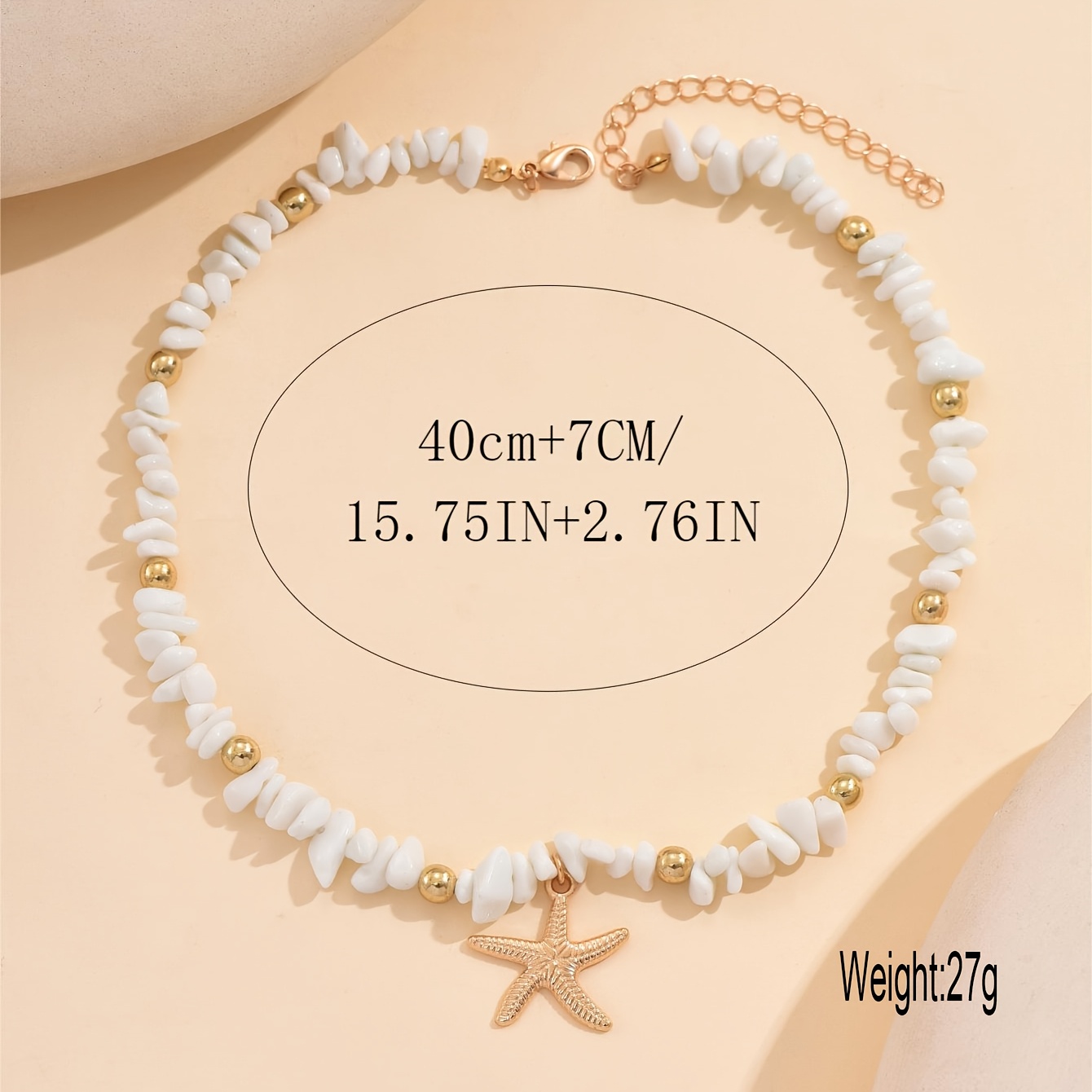 Boho Beach Jewelry Set - 4pcs Starfish Seashell Layered Necklace & Bracelet