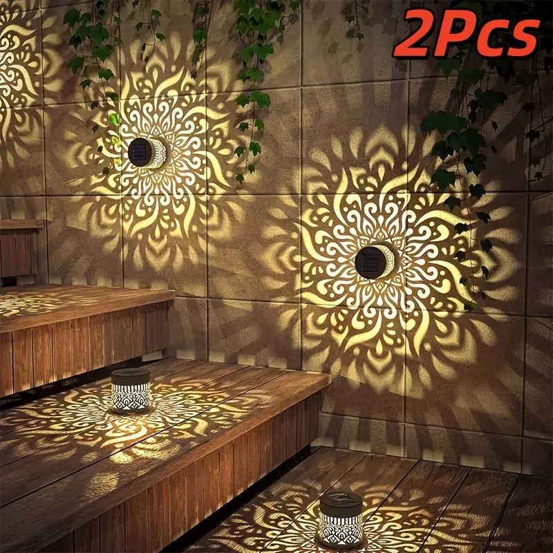 TEMU 2/4psc Solar Mandala Style Wall Light, Featuring A Projection, Ipx4 Waterproof Rating, Chic And Contemporary Design, Ideal For Decorating ,