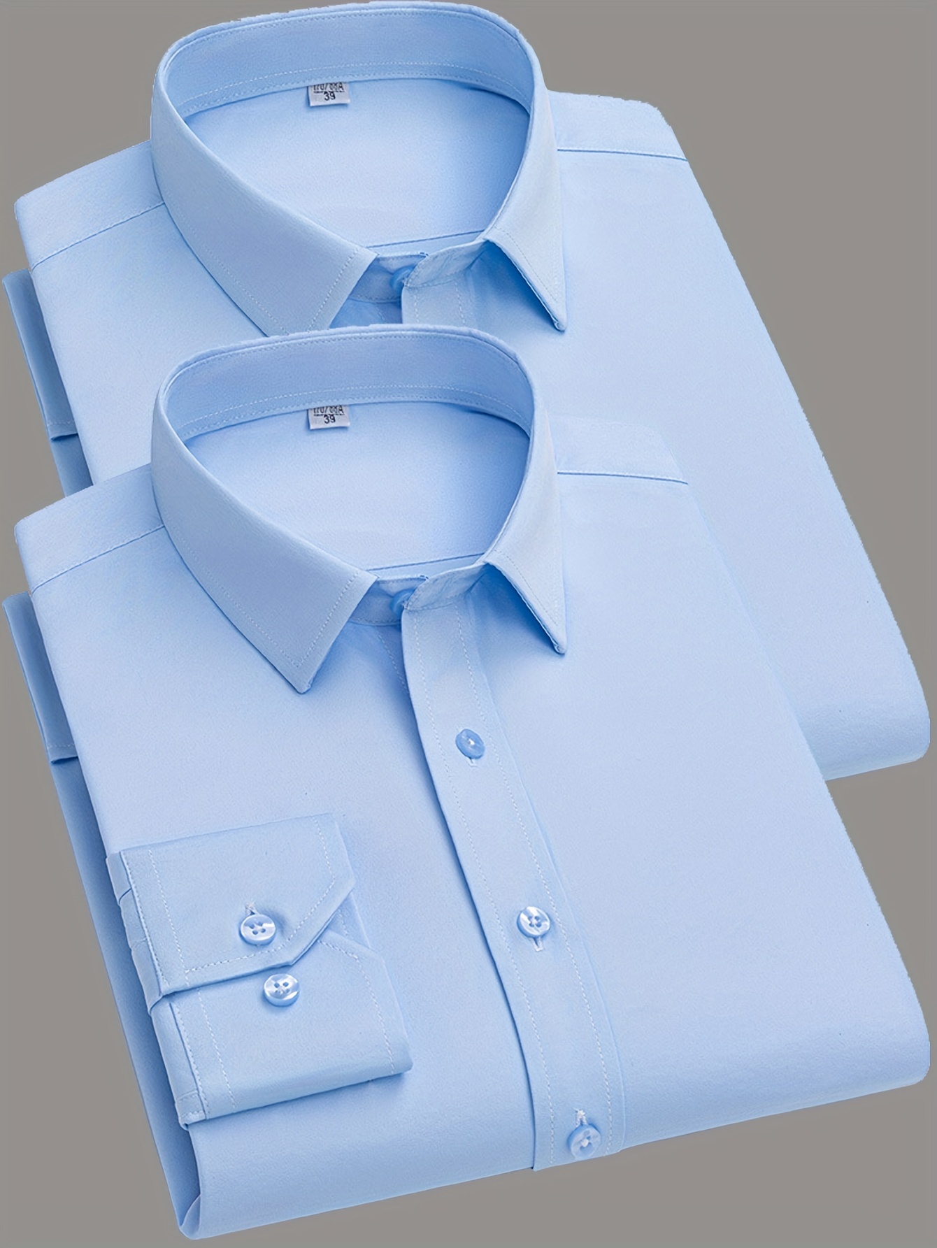 Men's Elastic Business Casual Shirt Set – 2pc Solid Color Comfort Fit Top