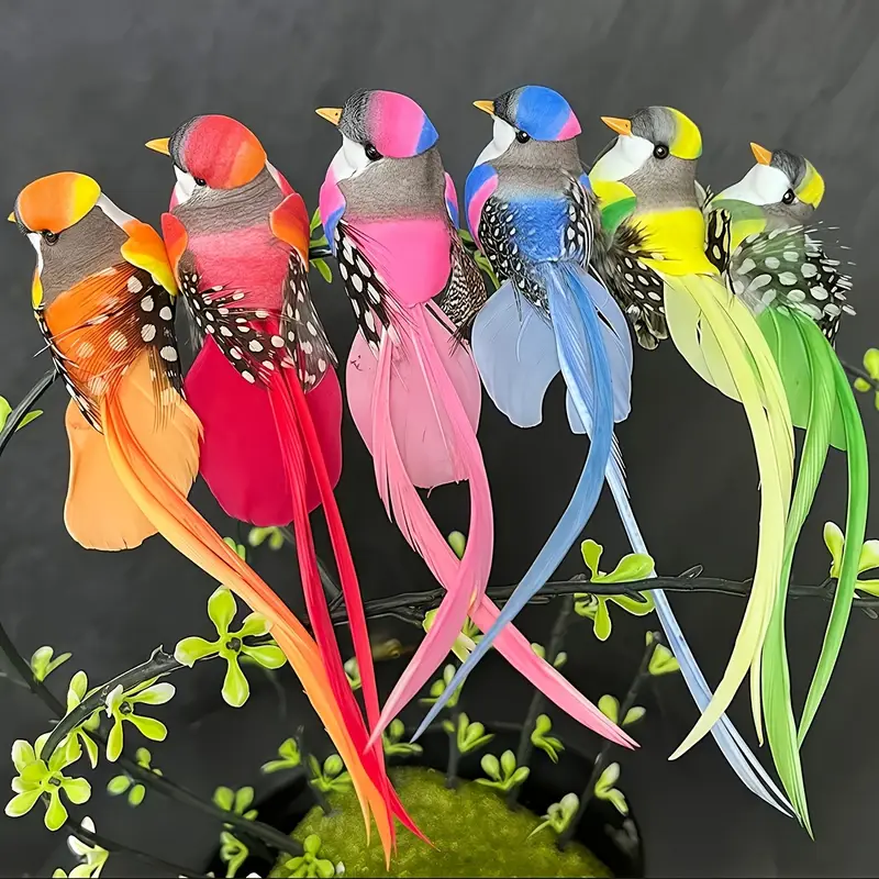 6 piezas de pájaros cantores artificiales realistas emplumados con clip para árbol de Navidad, figuras de adornos para decoración de fiesta de jardín, corona, manualidades, colores surtidos 6 piezas de pájaros cantores artificiales realistas emplumados con clip para árbol de Navidad, figuras de adornos para decoración de fiesta de jardín, corona, manualidades, colores surtidos