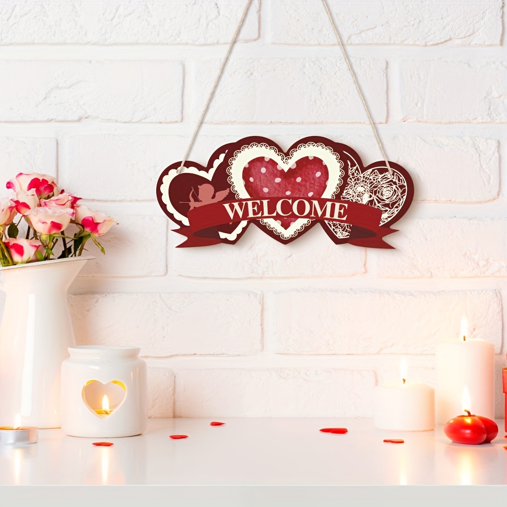 

Valentine's Day Heart-shaped Wooden Welcome Wall Art - Home, Farmhouse, Living Room, Bedroom & Decor | No Power Needed, Design, Decor