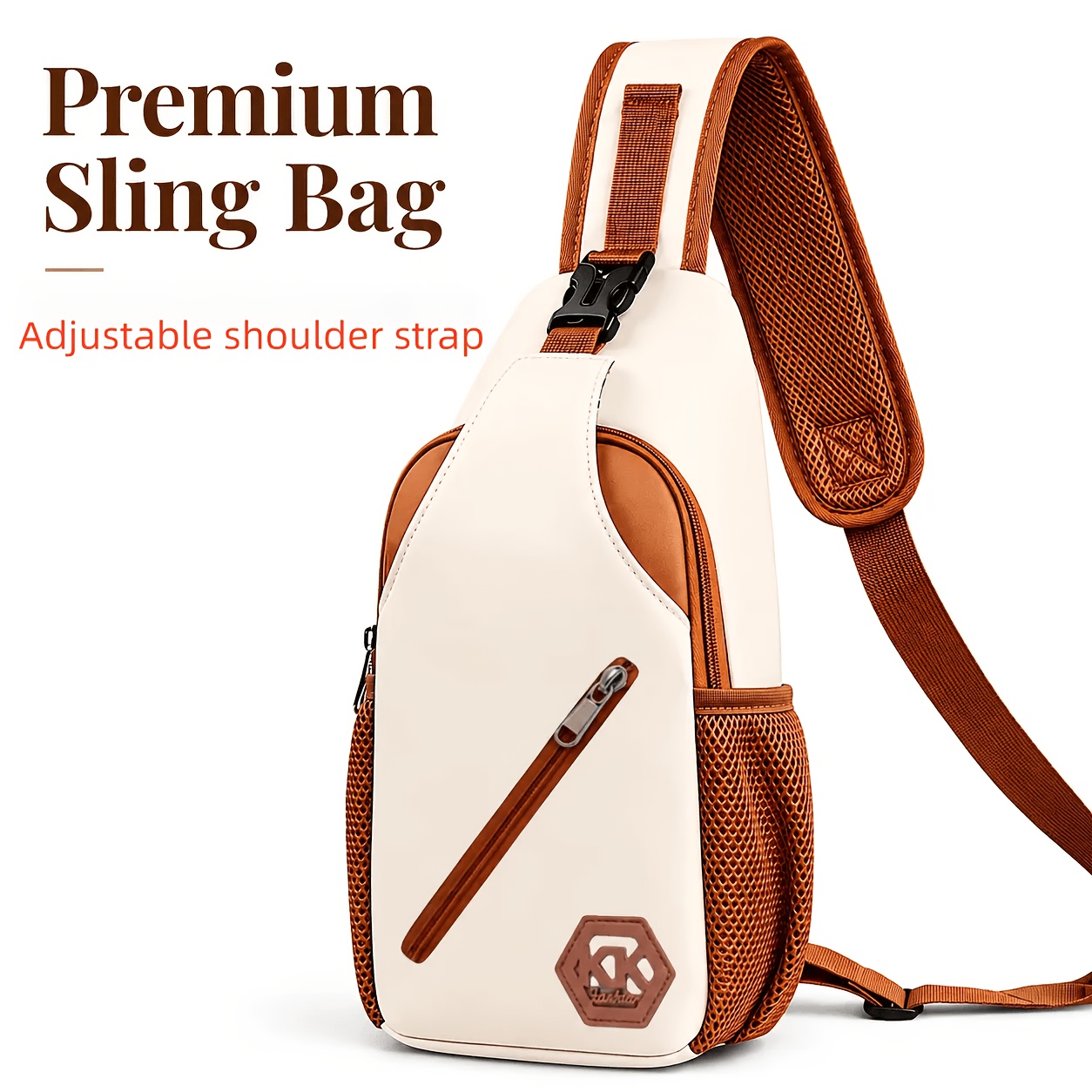 TEMU Sac de poitrine pour homme, sac à dos bandoulière, sac de poitrine léger multi-poches avec sangle réglable, adapté aux , au cyclisme, à la