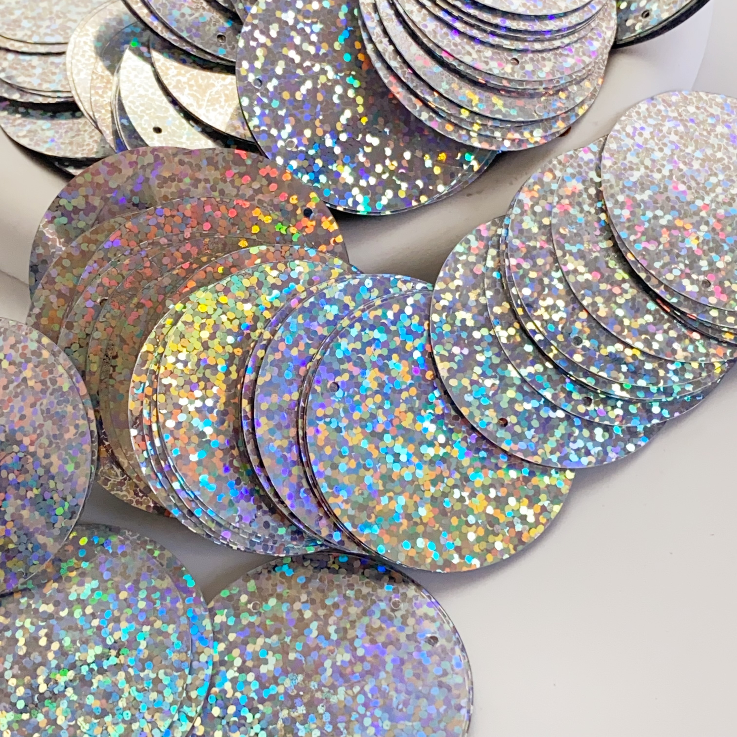 Pieces Of Round Edge Hole 40mm Laser Bright Sequins Accessories, Hand- Clothing Decoration Materials, Wind Chime Shiny Sequin Background Wall Decoration