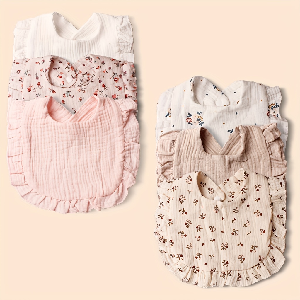 6pcs Baby Gauze Lace Bibs Infant Lace Bibs Newborn Teething Supplies Suitable For Daily Use