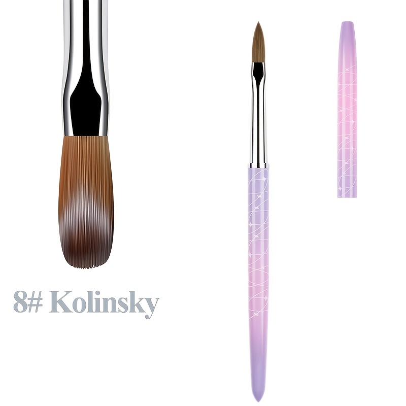 TEMU Professional Kolinsky Acrylic Nail Brush Set (size 8/10/12) With Nylon Bristles & Wooden Handle - Round Nail Art Brushes For Gel Polish, Acrylic