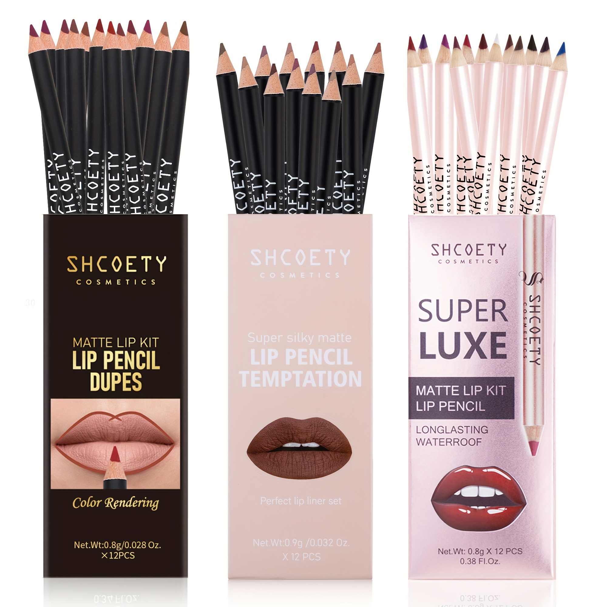 TEMU 3 Box Holiday Gift Set, Matte Waterproof Lip Liner Long Smudge Resistant Waterproof Silky Lip Liner 36pcs Makeup Set For Women