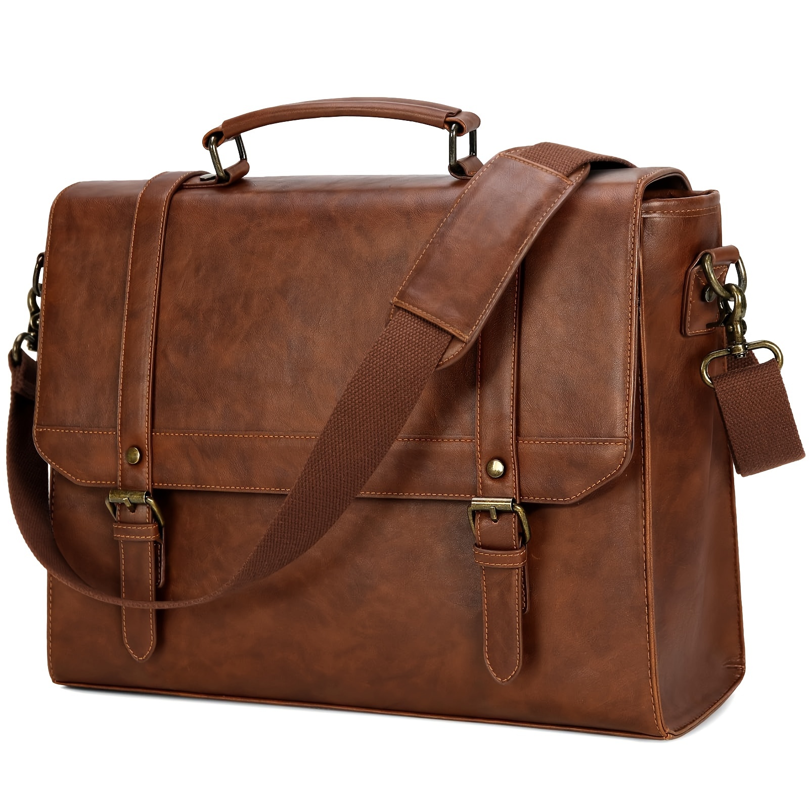 Buffalo Jackson Brown Leather Laptop Satchel Leather Bag Men Work