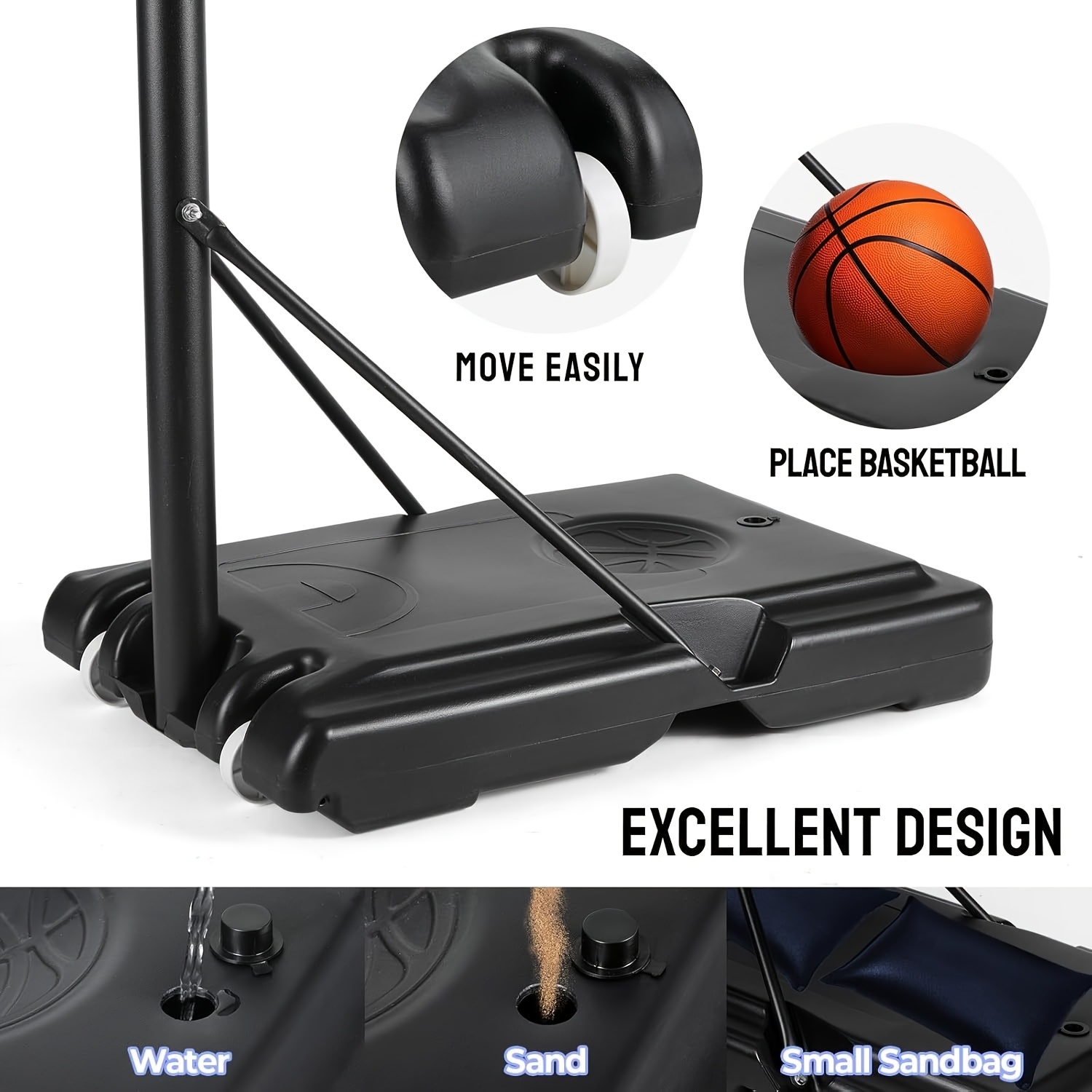 Mobile Basketball Stand with Adjustable Height