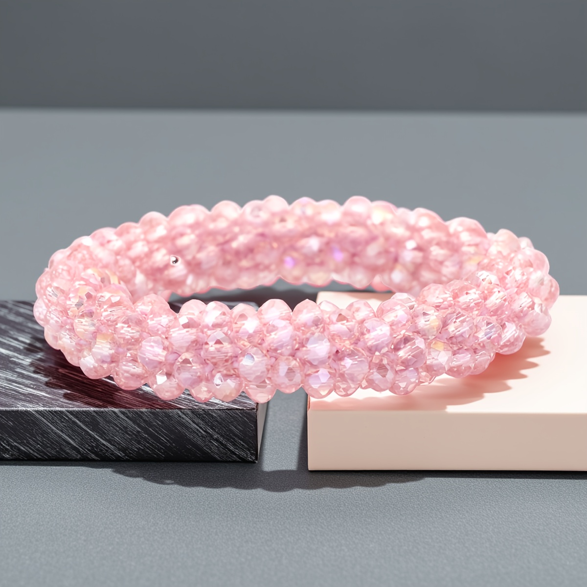 E-shop 1 Stück Damen Boho Elastisches Synthetisches Zirkonia Perlen Armband | Süßes Haarband im Ethno-Stil, Schöne Schmuck Accessoires für und Party