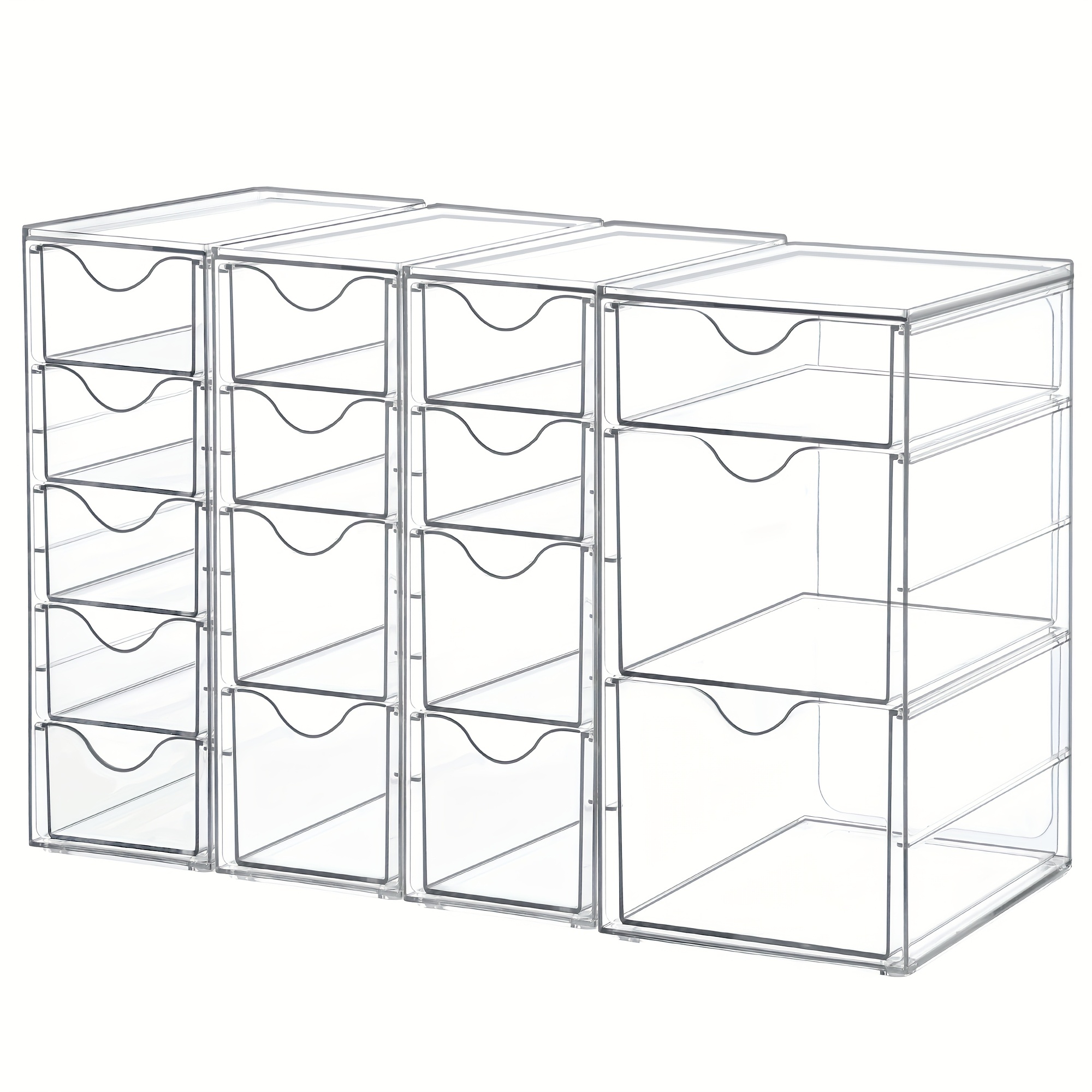   acrylic organizer with 8 drawers 2 set 16 drawers 4 set clear storage drawers for office supplies desk organization and storage for makeup   crafts desk drawer organizer for storage