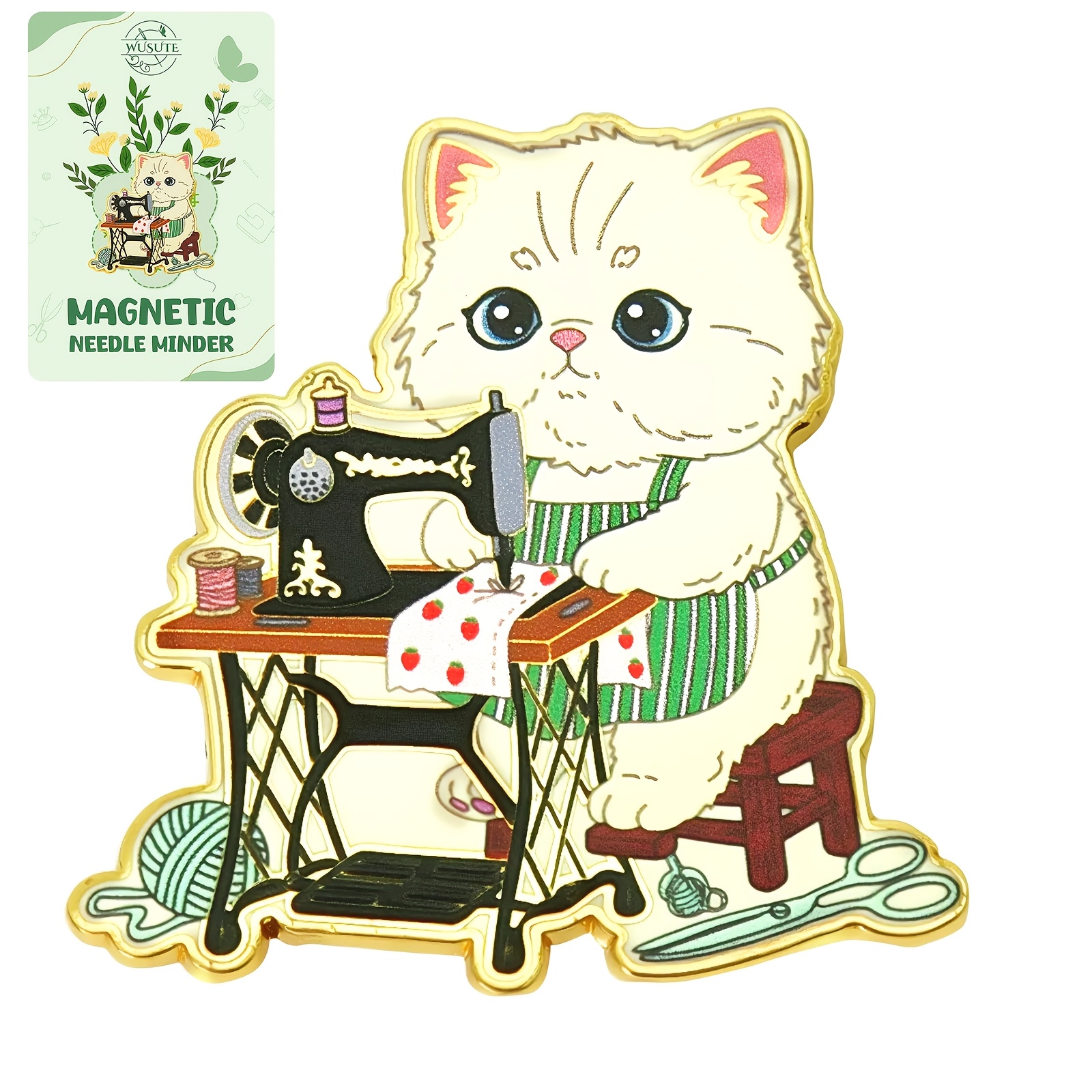 TEMU 1pc Cute Cat Needle Minder, Funny Cat Needle Minder Magnet For Cross Stitch, Embroidery Sewing Sewing Additions For Needle Organizing, Fridge
