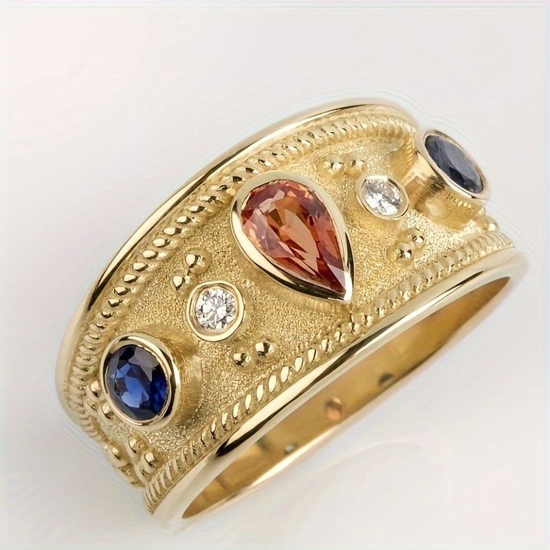 

Fashionable Men's Wide Board Retro Sand Golden Ring, Engagement And Wedding Gift