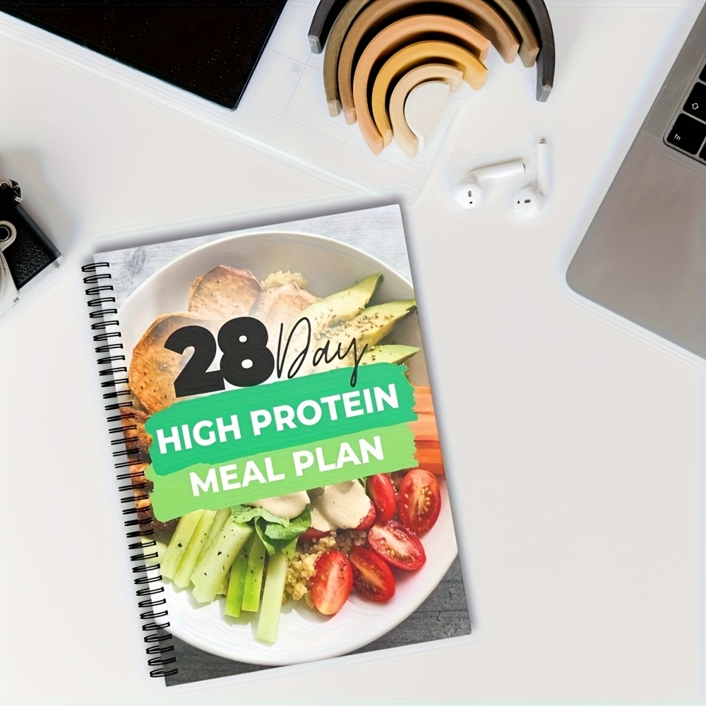 28-Day High-Protein Diet Plan: 3-Meal Recipes for Muscle Gain & Weight Loss - Nutritious, Delicious Meals with Avocado, Tomatoes, Eggs & More - Boost Energy & Enhance Workouts - Perfect for Fitness Training & Active Lifestyles, Workout Nutrition, Spiralbound Book, Quality Print