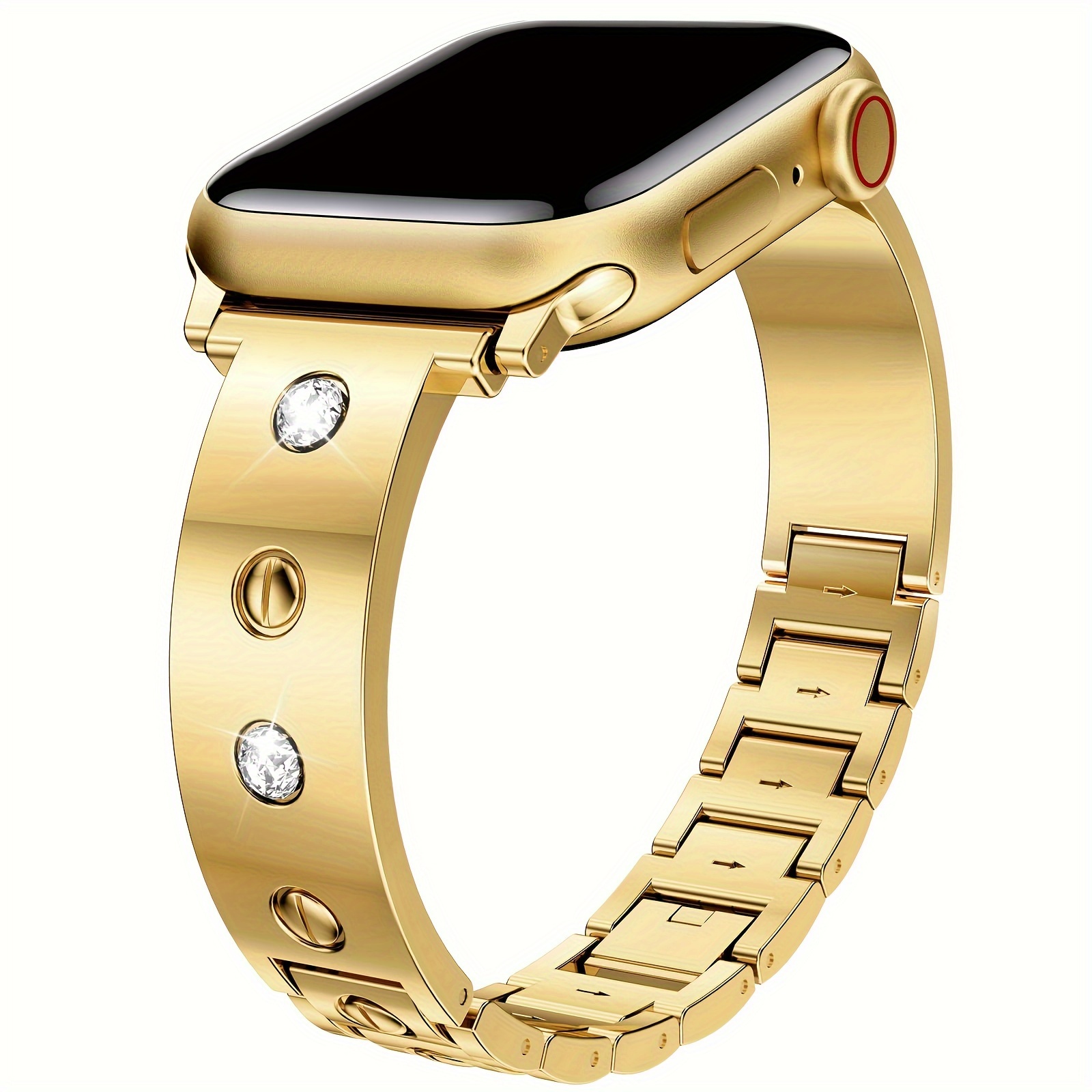 

Fashionable Golden Strap Suitable For Apple Watch Series 10 6 5 4 3 2 1 Se, Suitable For 38mm 40mm 41mm 42mm 44mm 45mm 46mm 49mm Straps, , Waterproof, Design Suitable For Female Strap Replacement.