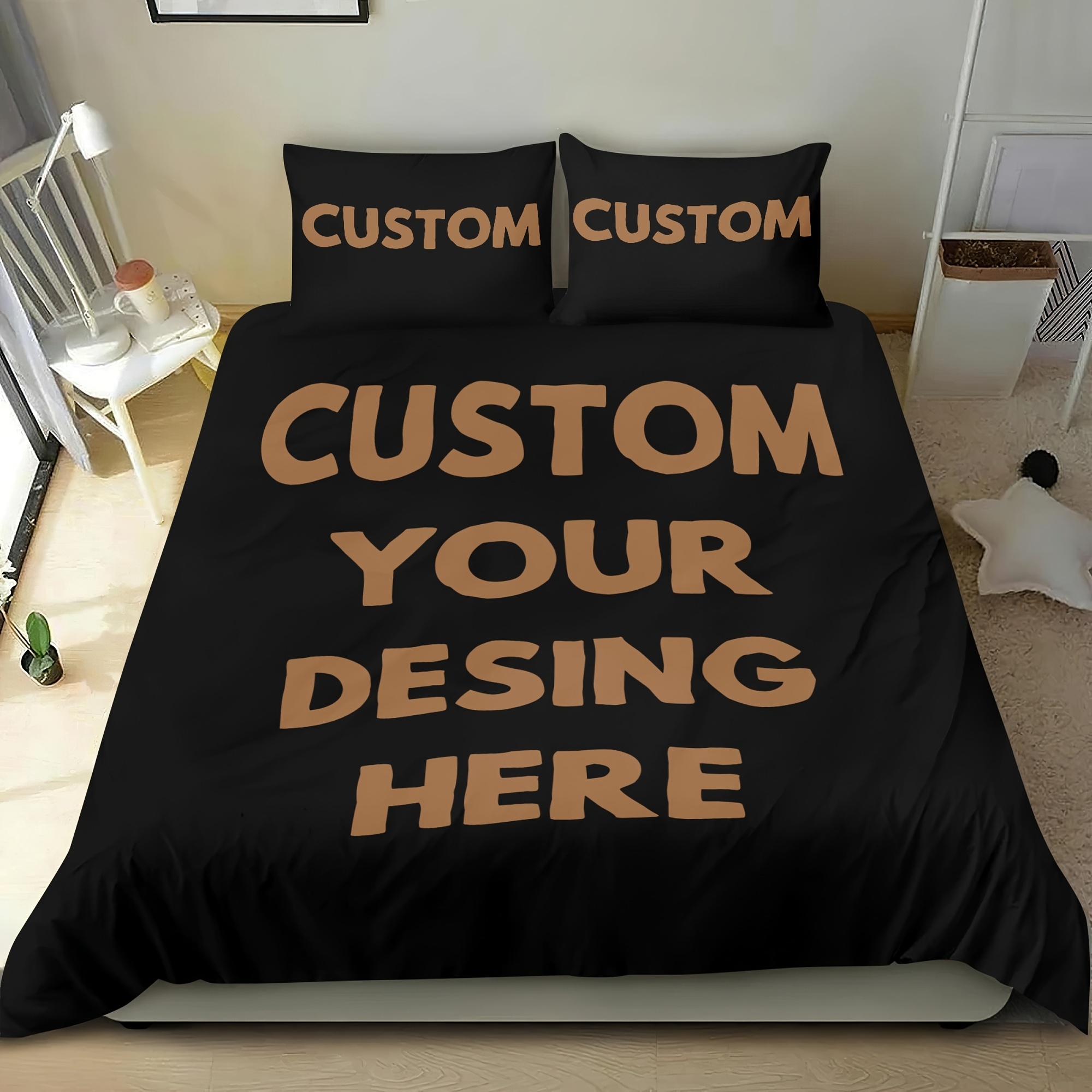 TEMU (customized) Bed Sheet Set - 3pcs Set With Custom Image Bedding (1 Duvet Cover + 2 Pillowcases, No Insert), Soft And Comfortable, Suitable For ,