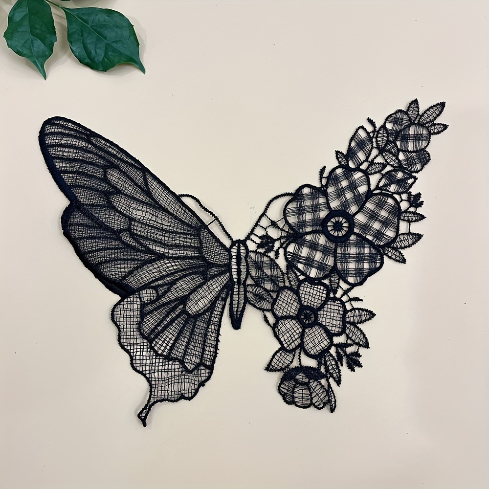 A Delicate Lace Patch Featuring A Black And White
