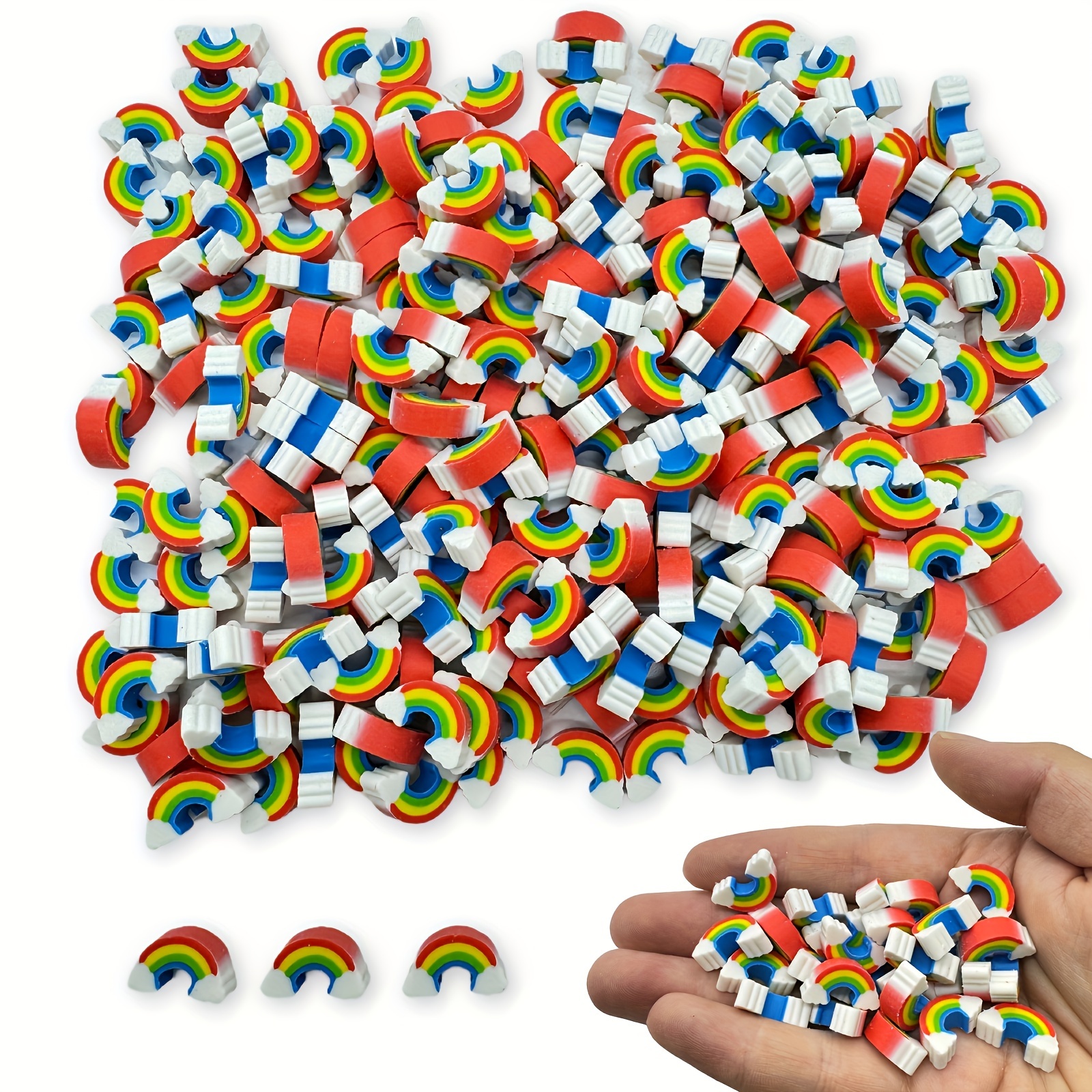 100pcs Rainbow Mini Erasers - Classroom , Party Favors & Home Office Supplies