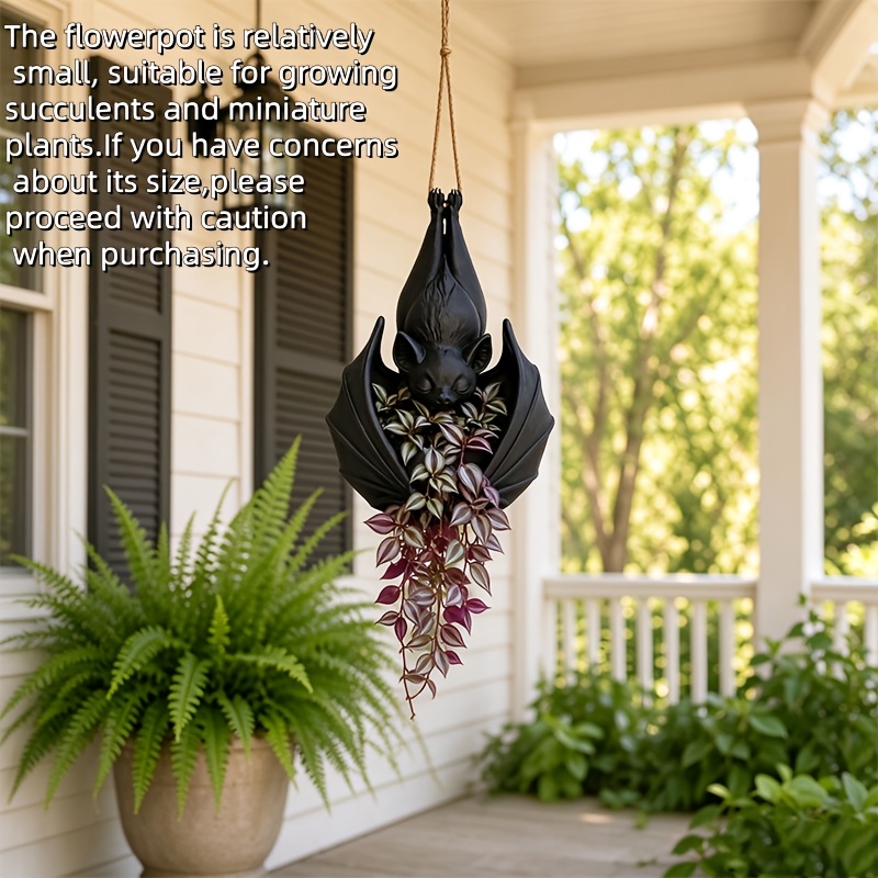TEMU Jardinière Chauve-souris à , Pot de Fleur Suspendu Chauve-souris Gothique en Résine, Panier de Rangement Mural Polyvalent, Support pour Plantes