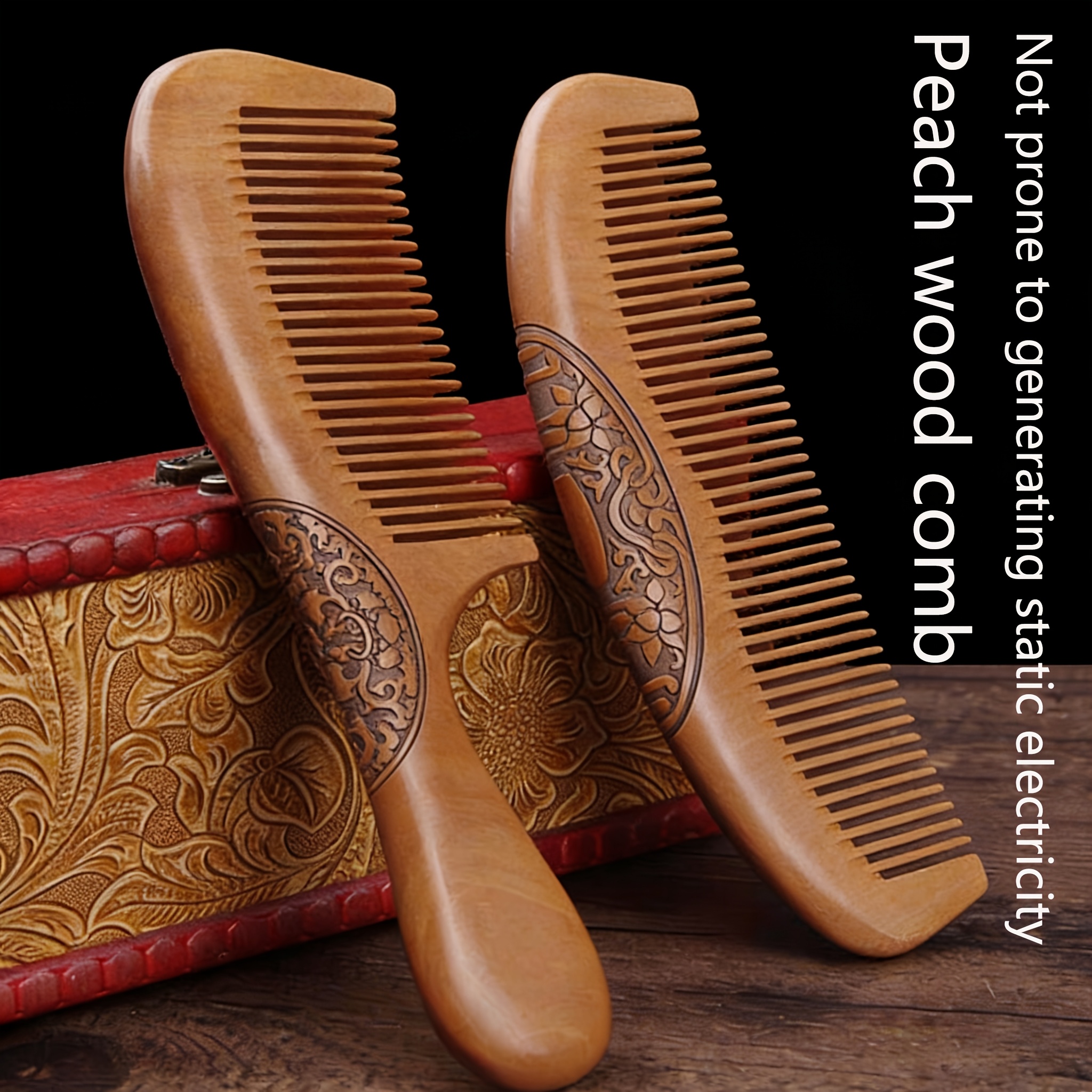 4pcs Walnut Handle Wooden Smoothing Comb Set