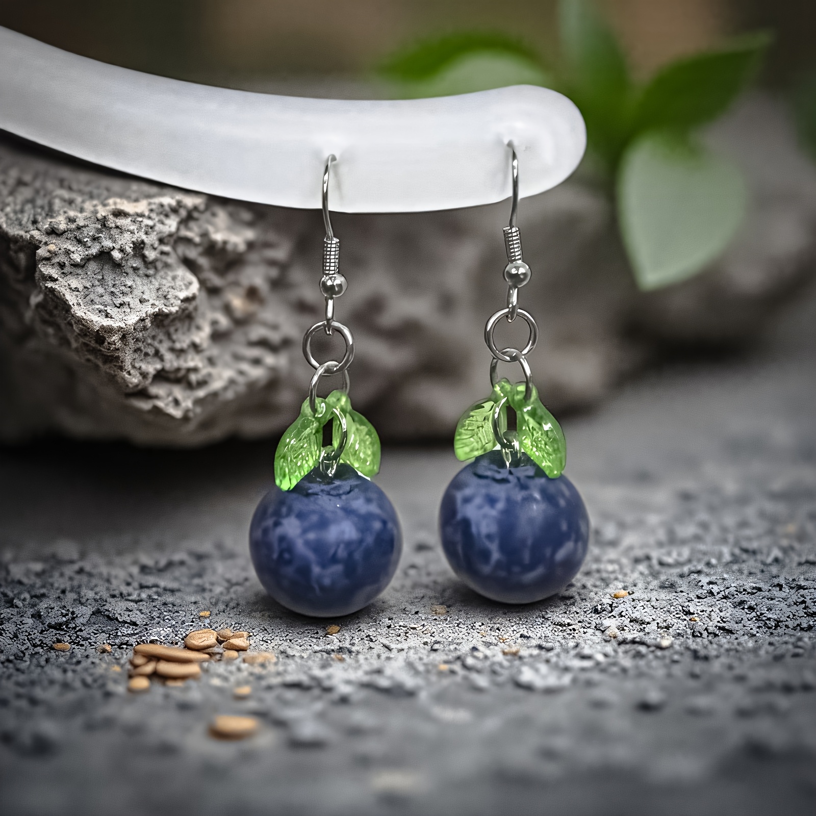 Whimsical Blueberry Dangle Earrings Realistic Resin Berries for Women