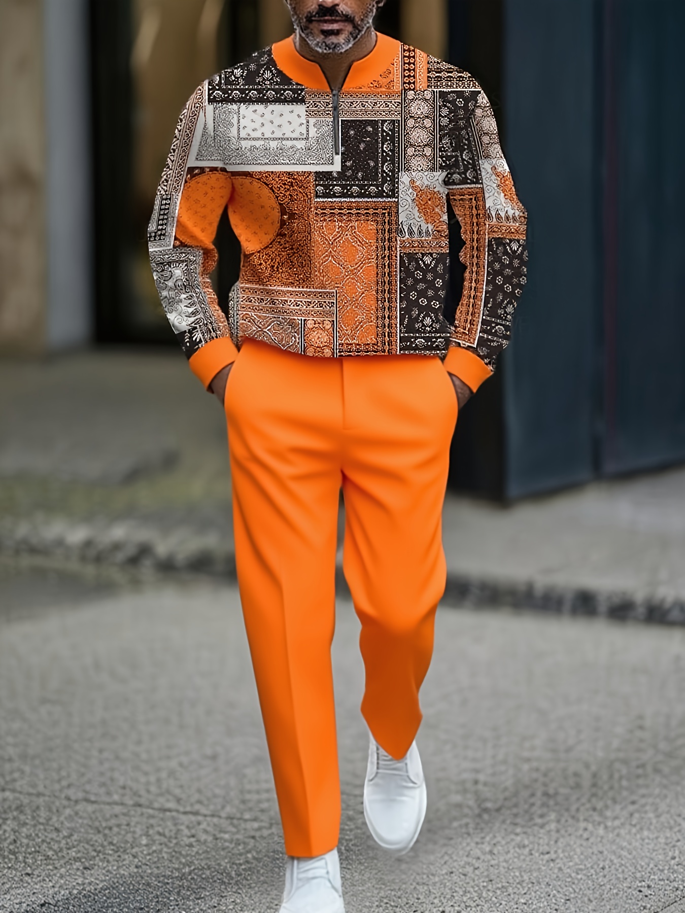 men orange outfit sold on Temu United States