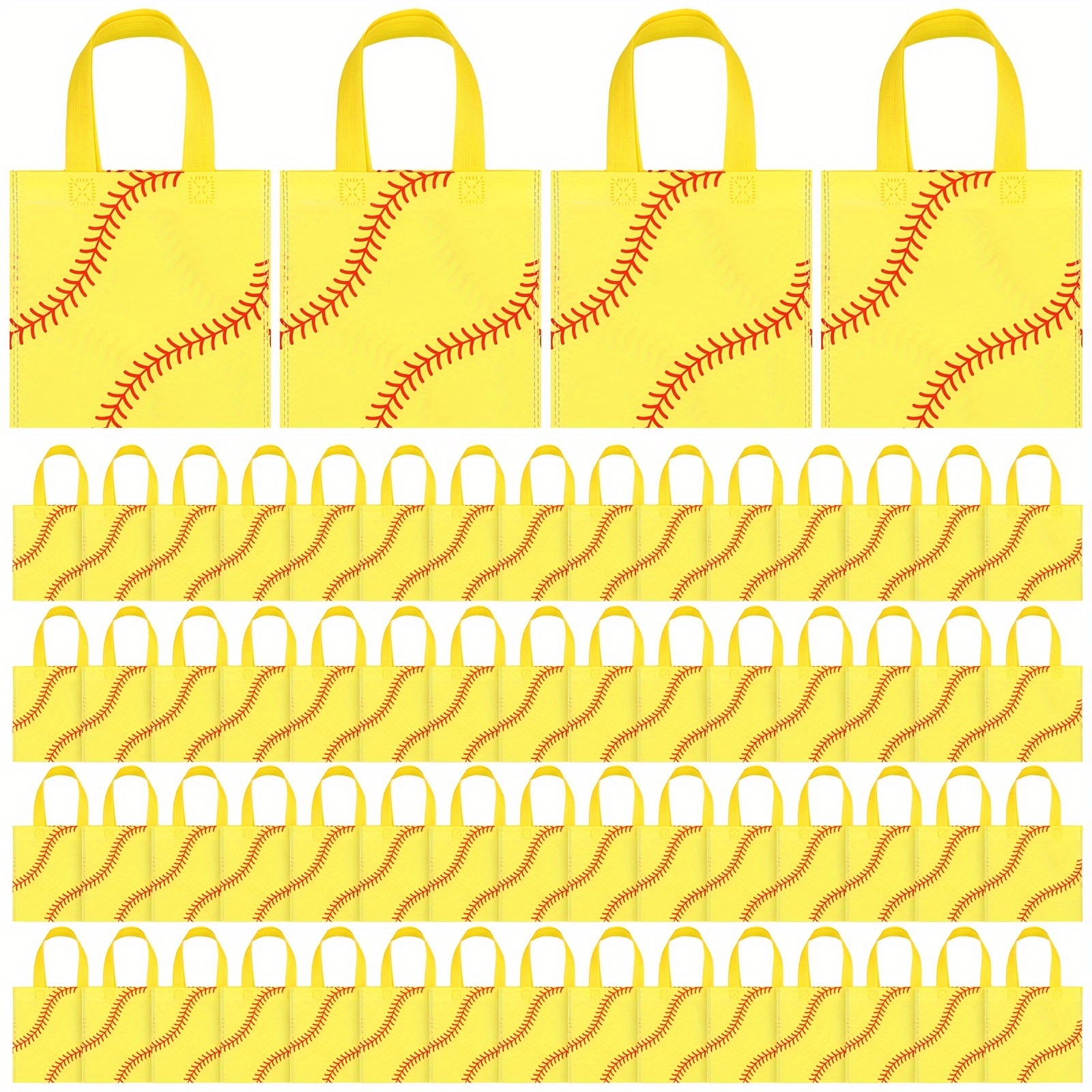

60pcs Sports Party Favor Non Woven Bags With Handles 7.87 X 7.87 Inch Football Baseball Basketball Soccer Softball Volleyball Party Favor Treat Bags For Sports Theme Party (softball)