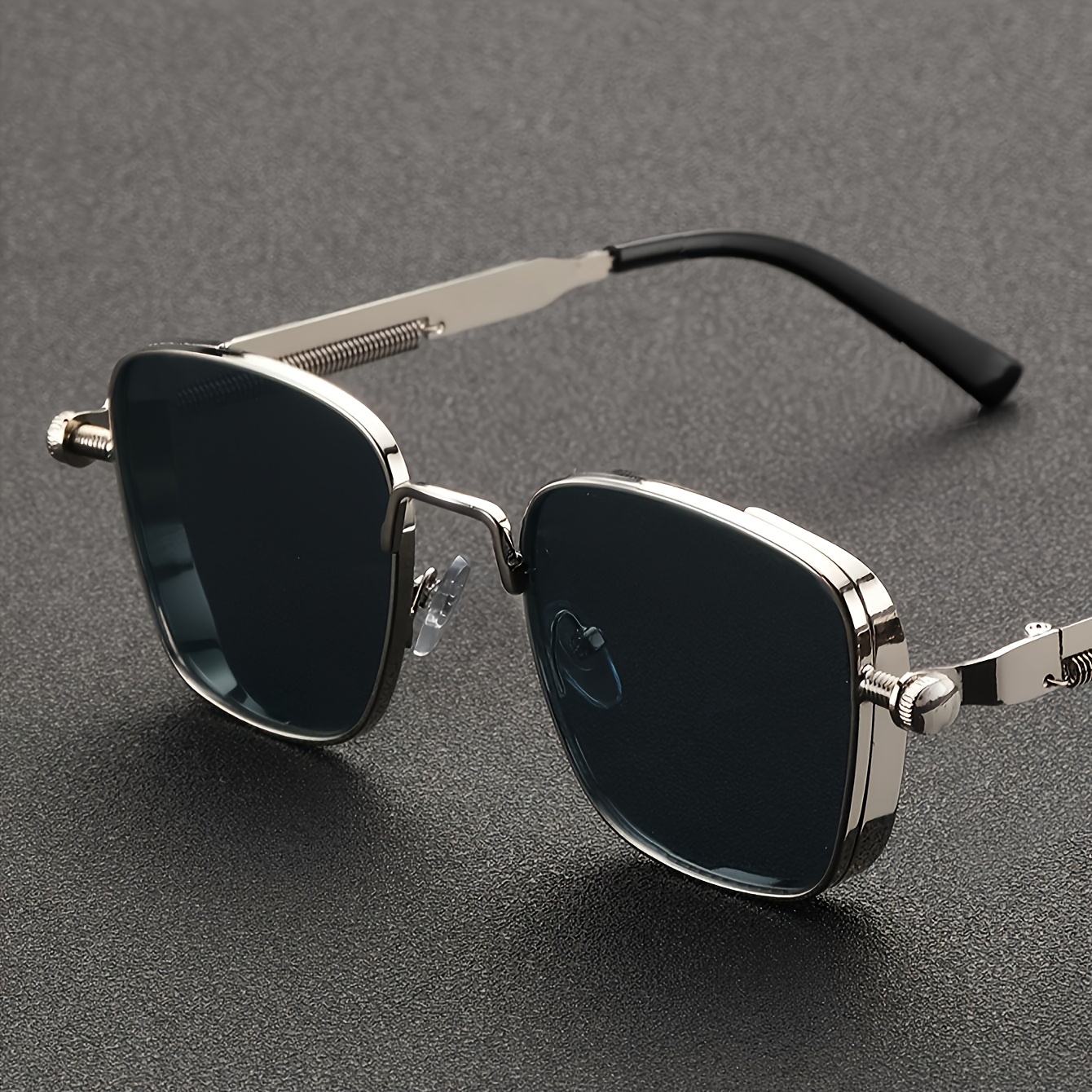 

1pc And - Rectangle Metal Frame, Mirrored Pc Lenses, Eyewear