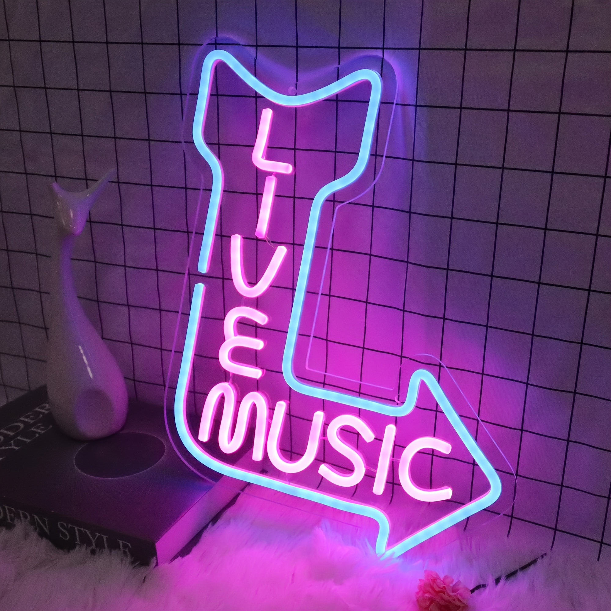 

Live Music Neon Sign, Transparent Acrylic Base Plate, Usb Port, Ambient Decoration Party Birthday Party Holiday Gift